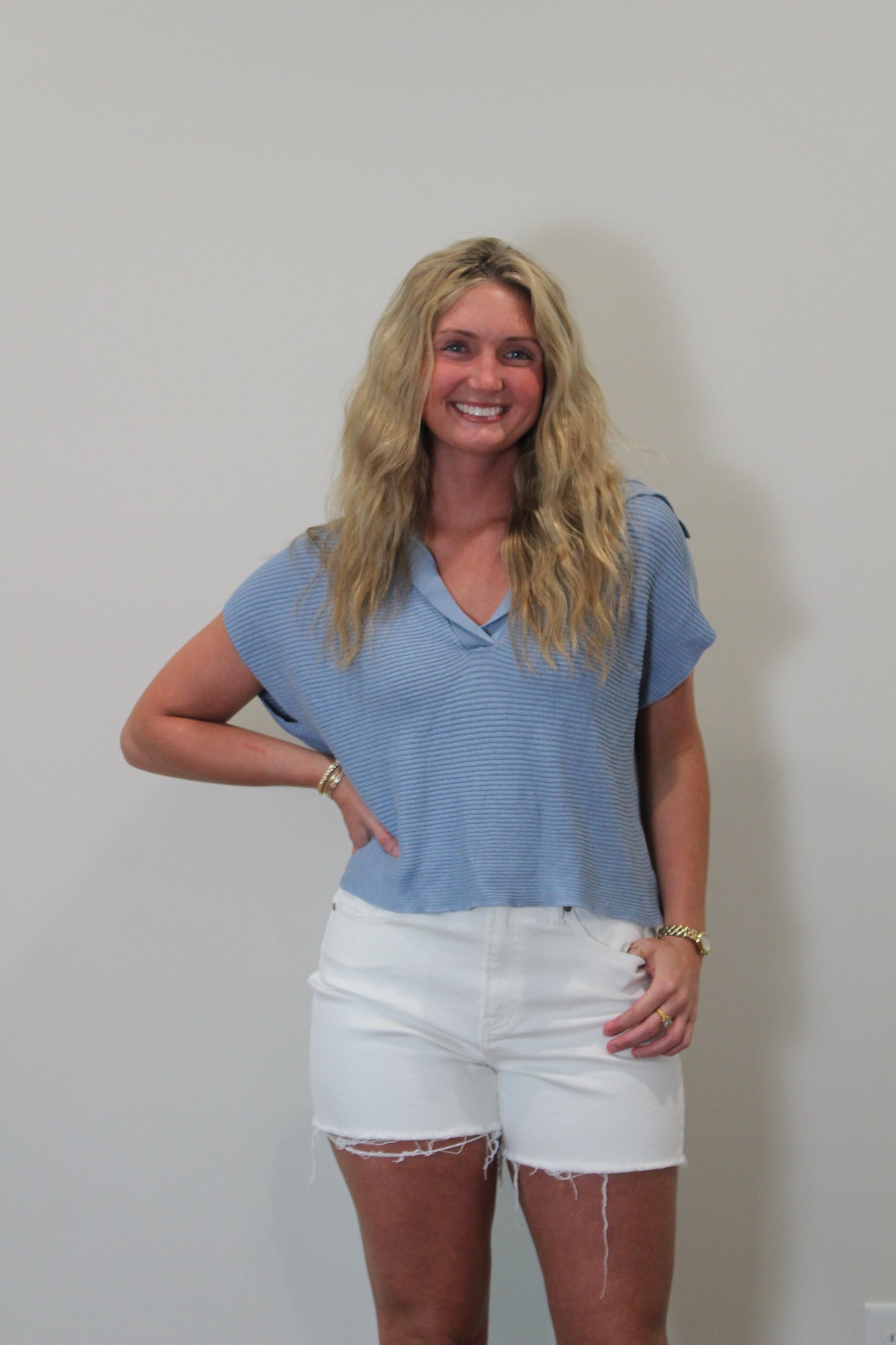 Sierra Raw Hem Denim Shorts - White