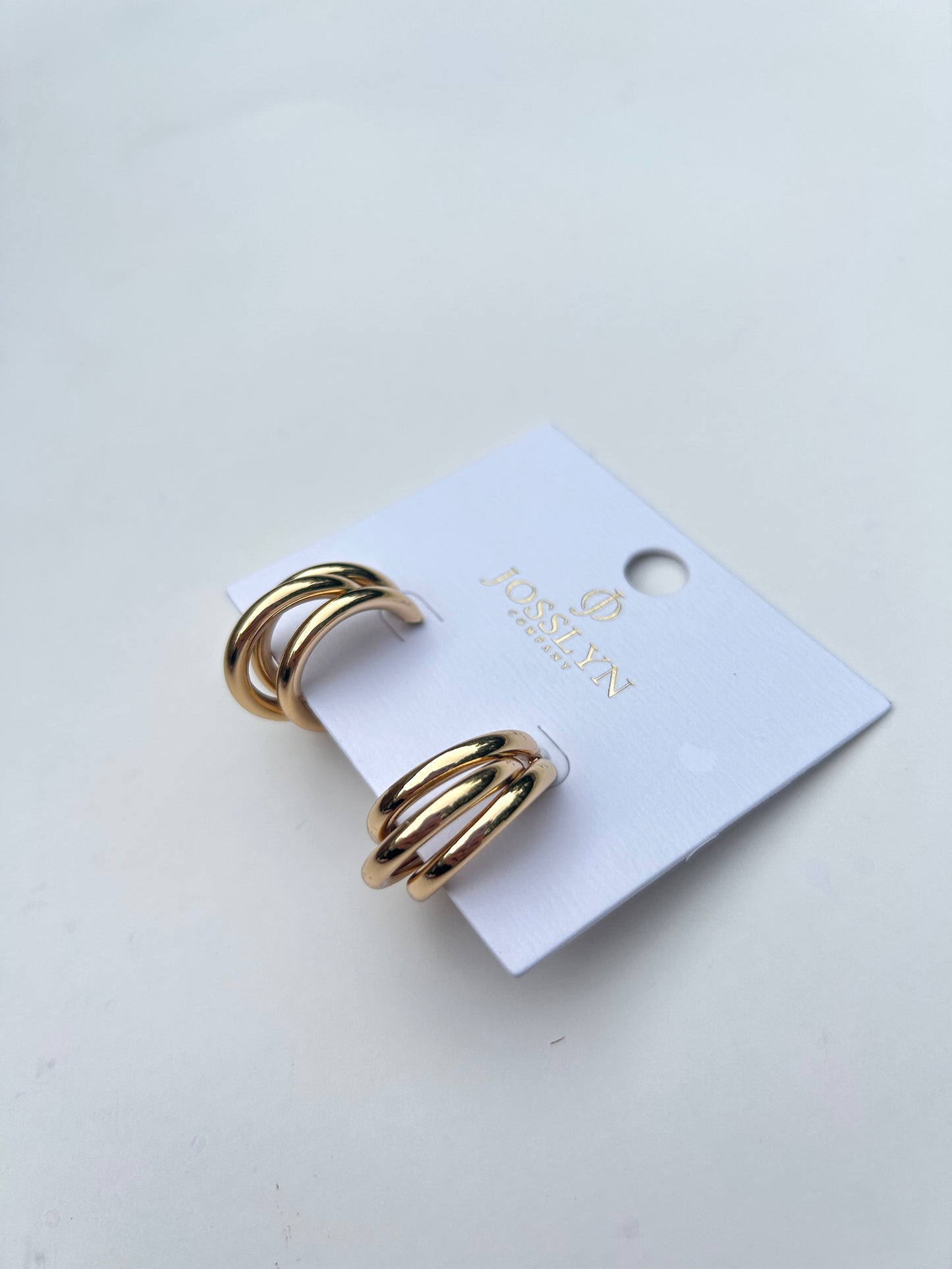 Avery Triple Hoop Stud Earrings - Gold