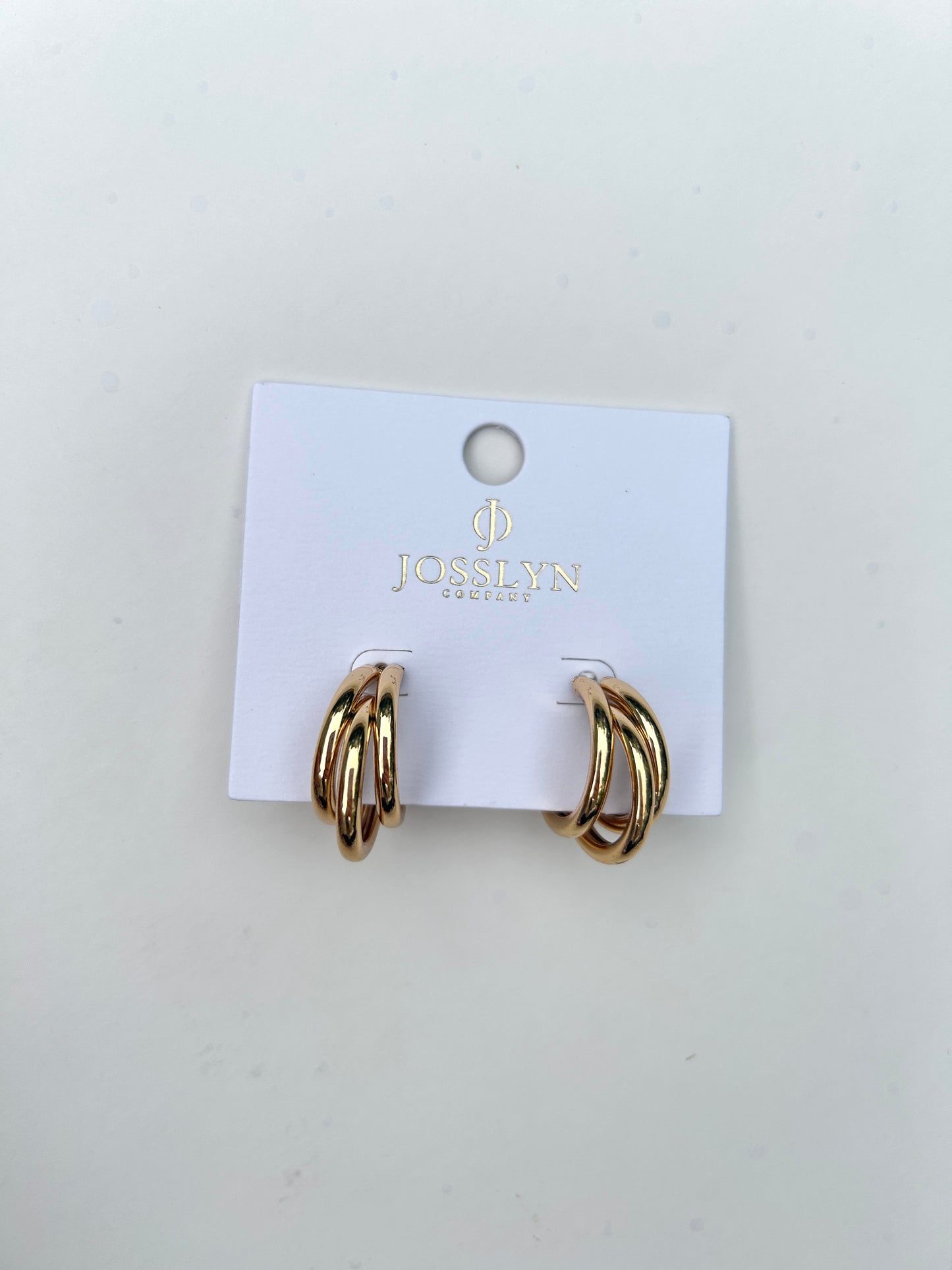 Avery Triple Hoop Stud Earrings - Gold