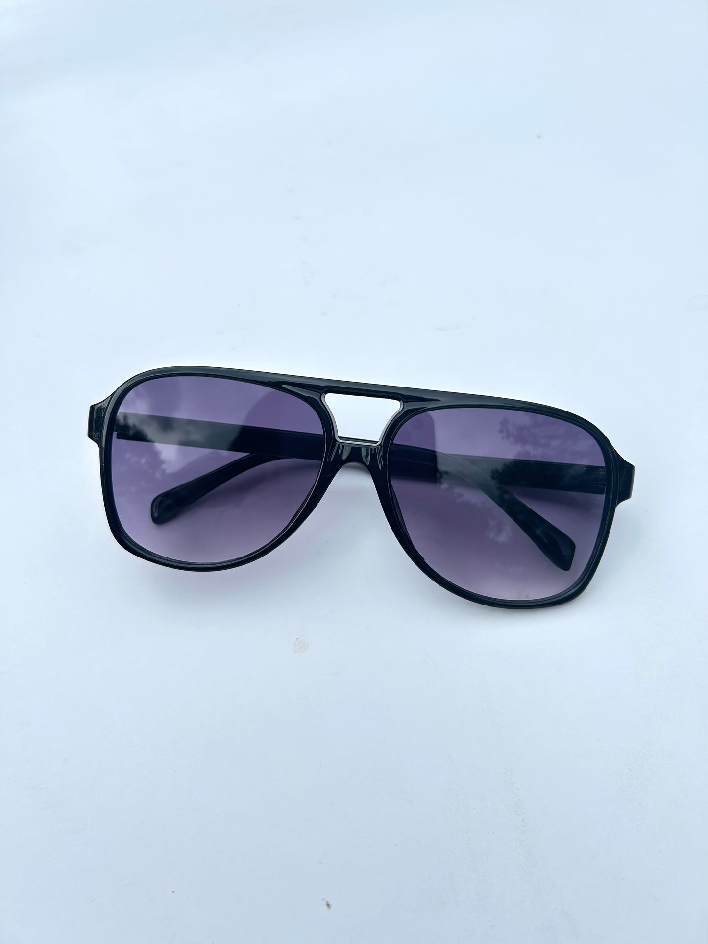 Sammy Aviator Sunglasses - Black with Purple Lens