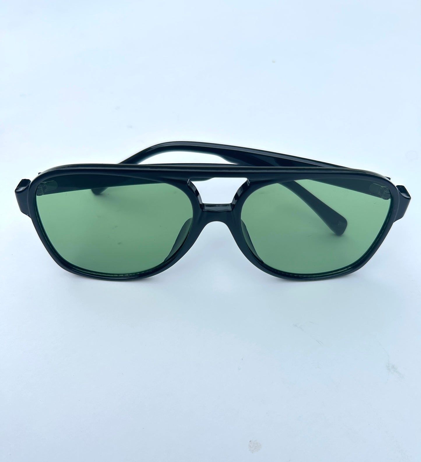 Sammy Aviator Sunglasses - Black with Green Lens