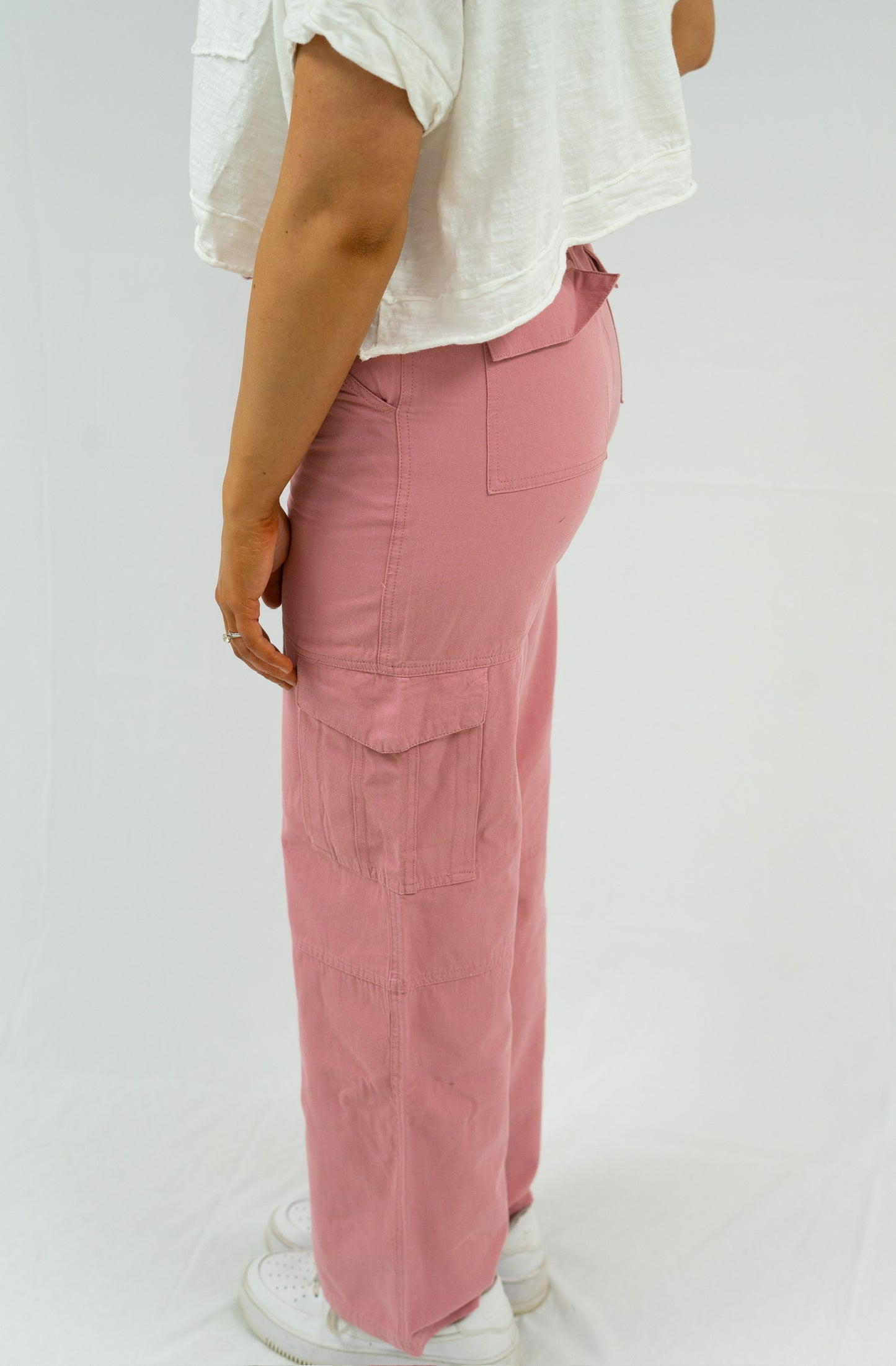 Amber Drawstring Cargo Pants - Pink