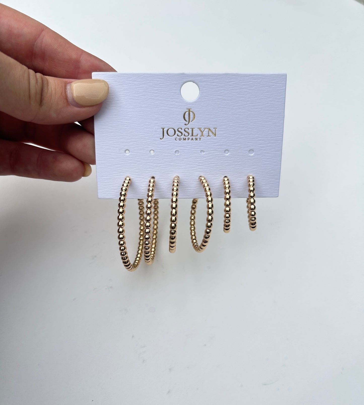 Taylor Beaded Hoops Earring Trio - Gold
