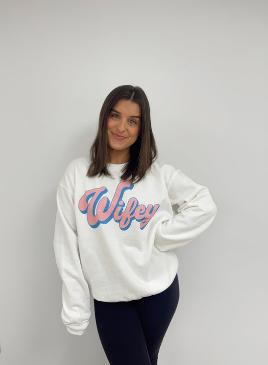 Wifey Graphic Sweatshirt - White