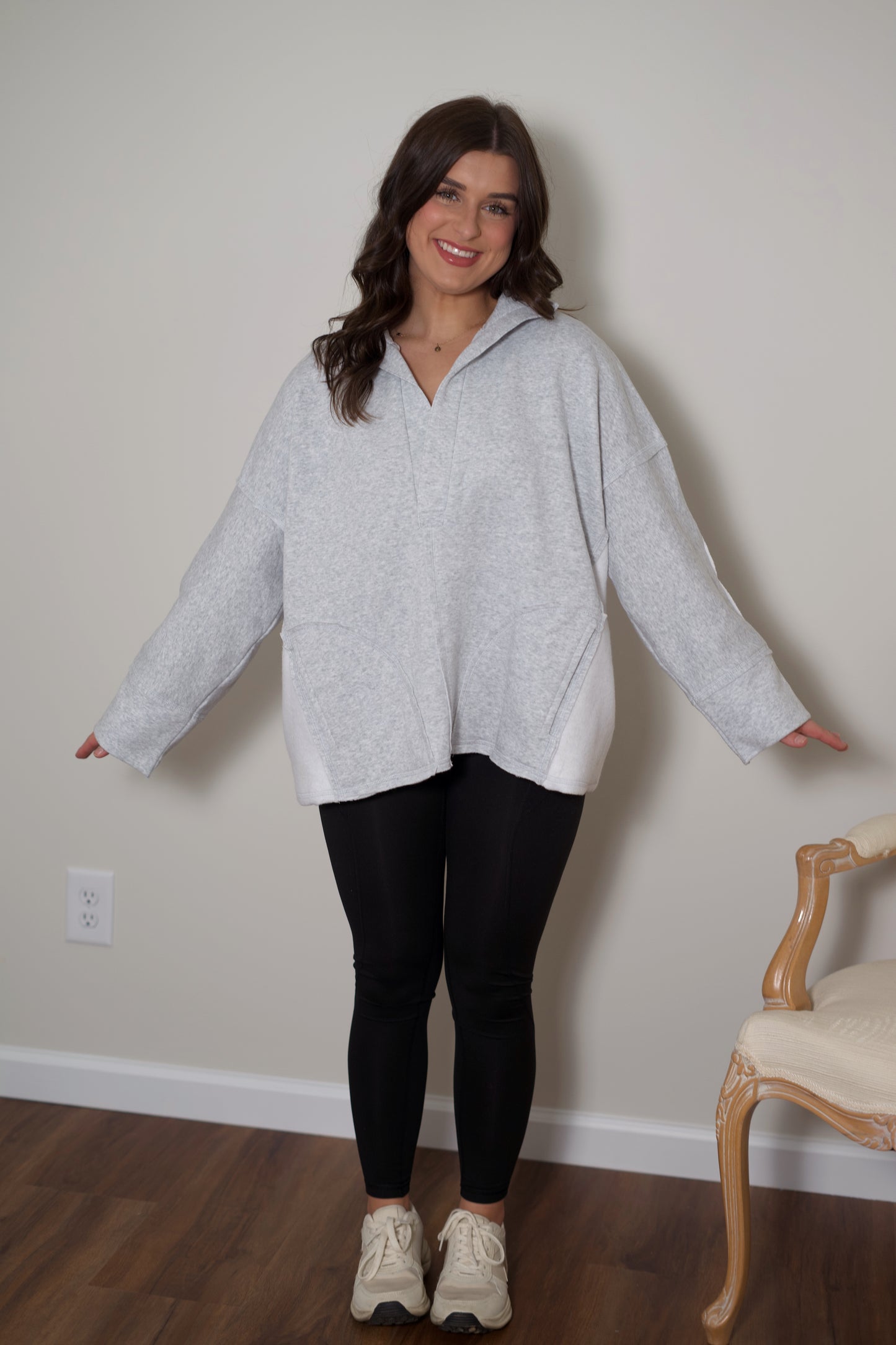 Sheryl V-Neck Pullover - Heather Gray