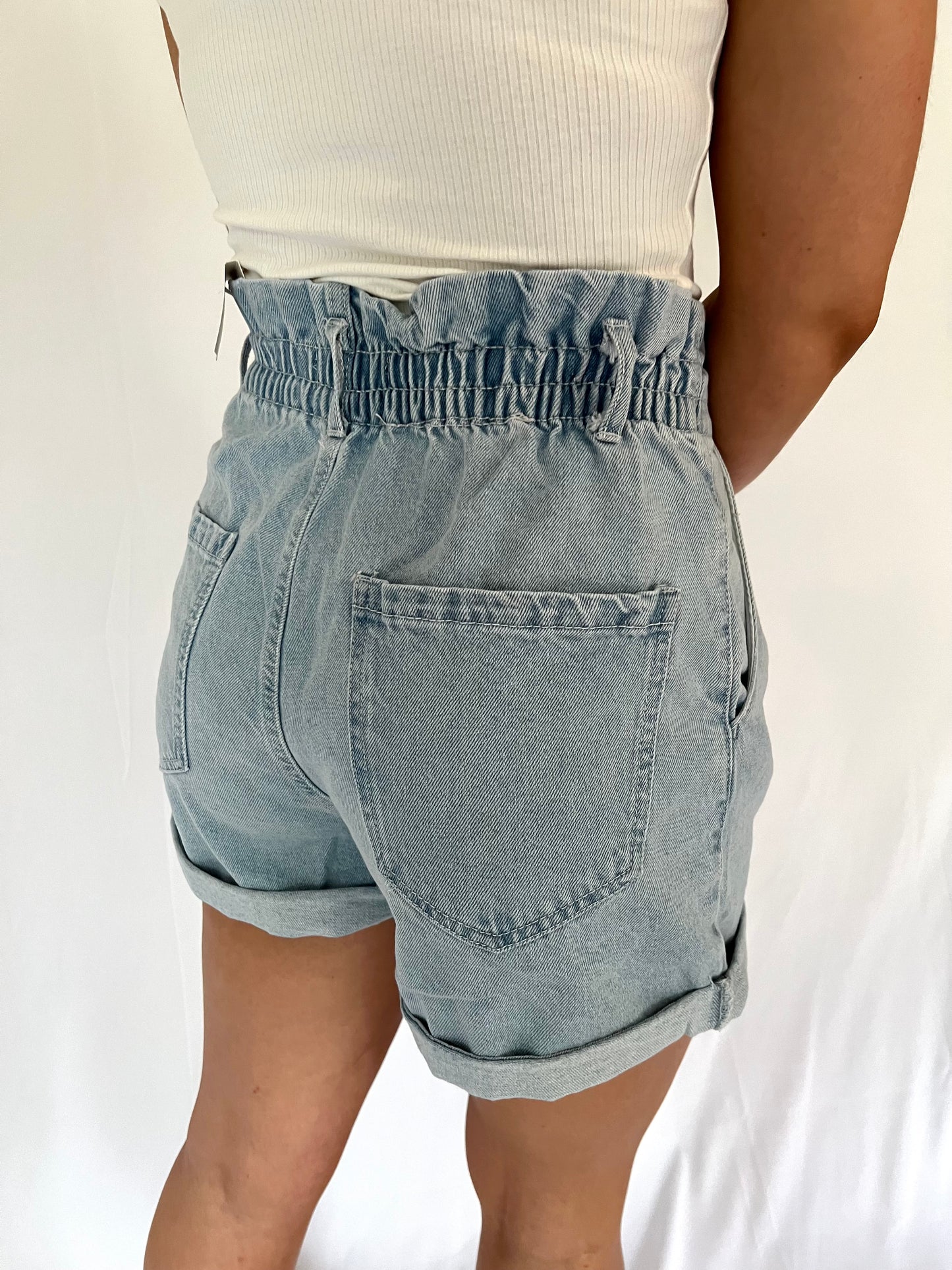 Summer Lovin' Paper Bag Shorts - Light Denim