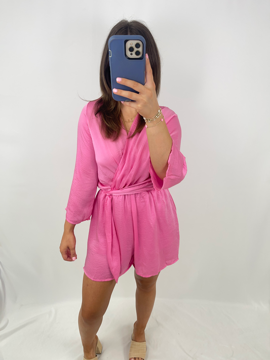 Marissa Satin Romper - Pink