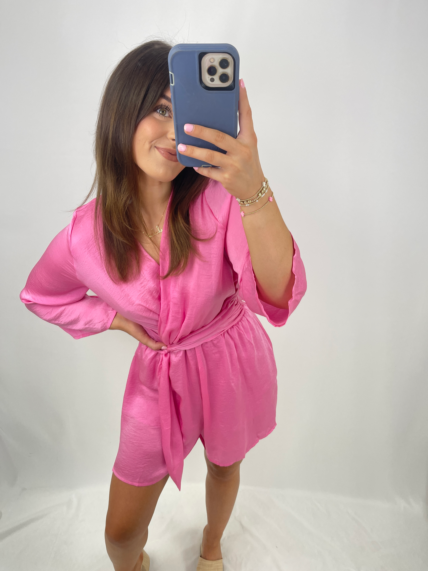 Marissa Satin Romper - Pink