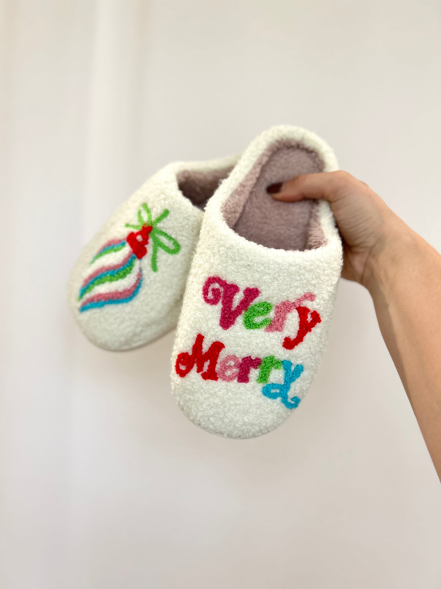 Very Merry Printed Cozy Slippers