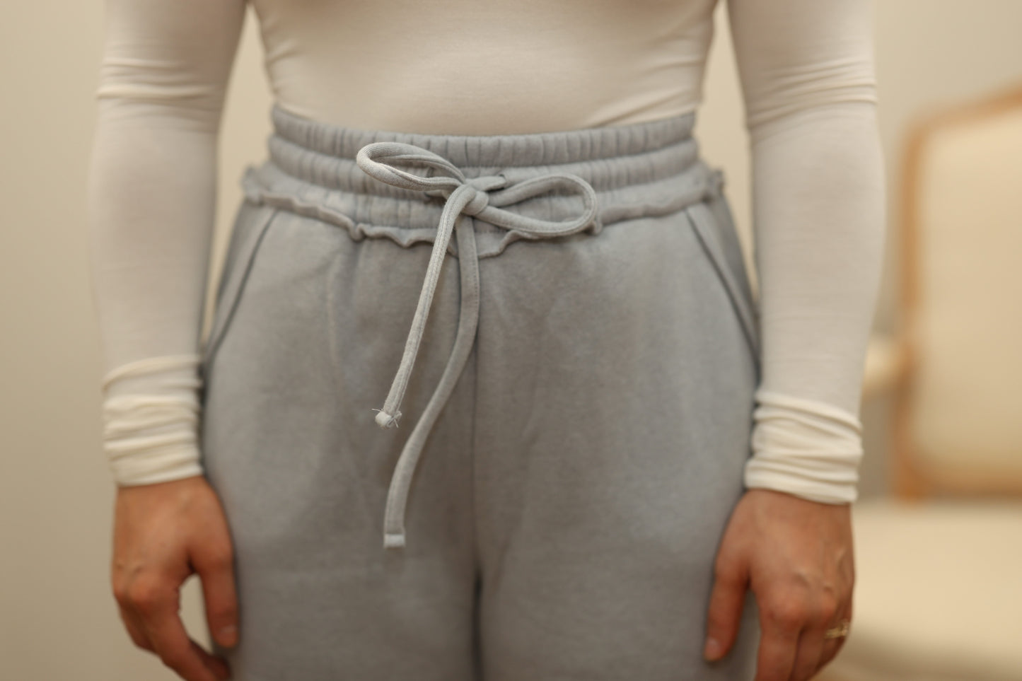 Campbell Fleece Wide Leg Sweatpants - Gray