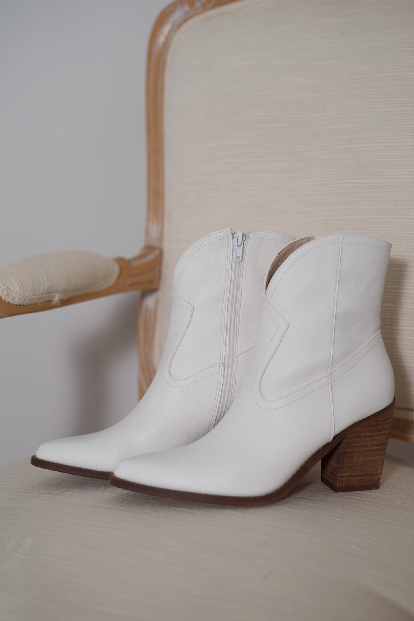 Lainey Western Booties - White