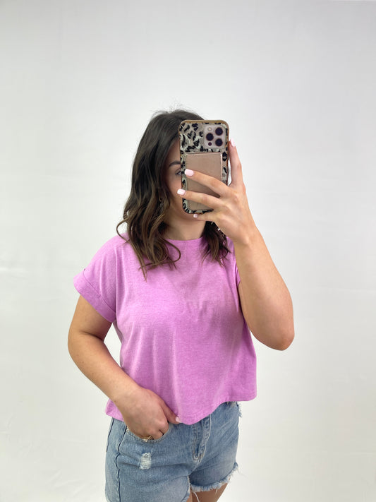 Ava Cropped Tee - Mauve