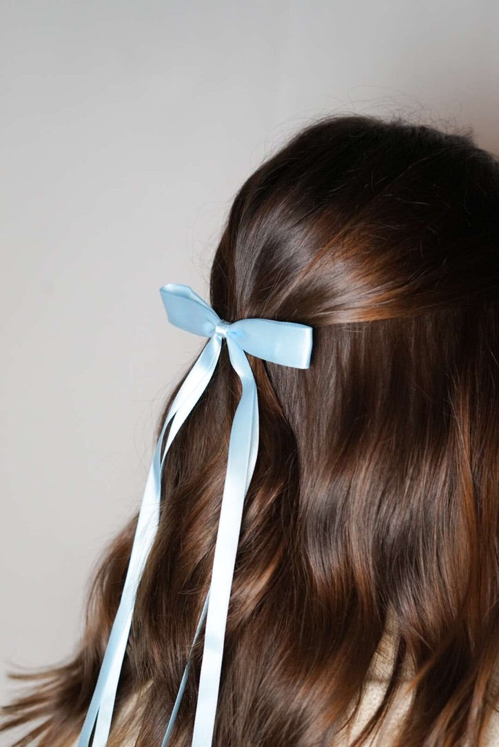 Dainty Bow Clip - Light Blue