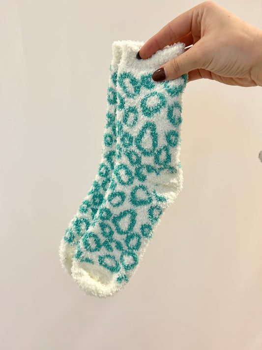 Ultra Cozy Leopard Socks - Mint