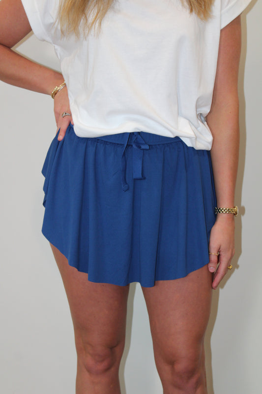 Mallory Lined Ruffle Tennis Skirt - Navy