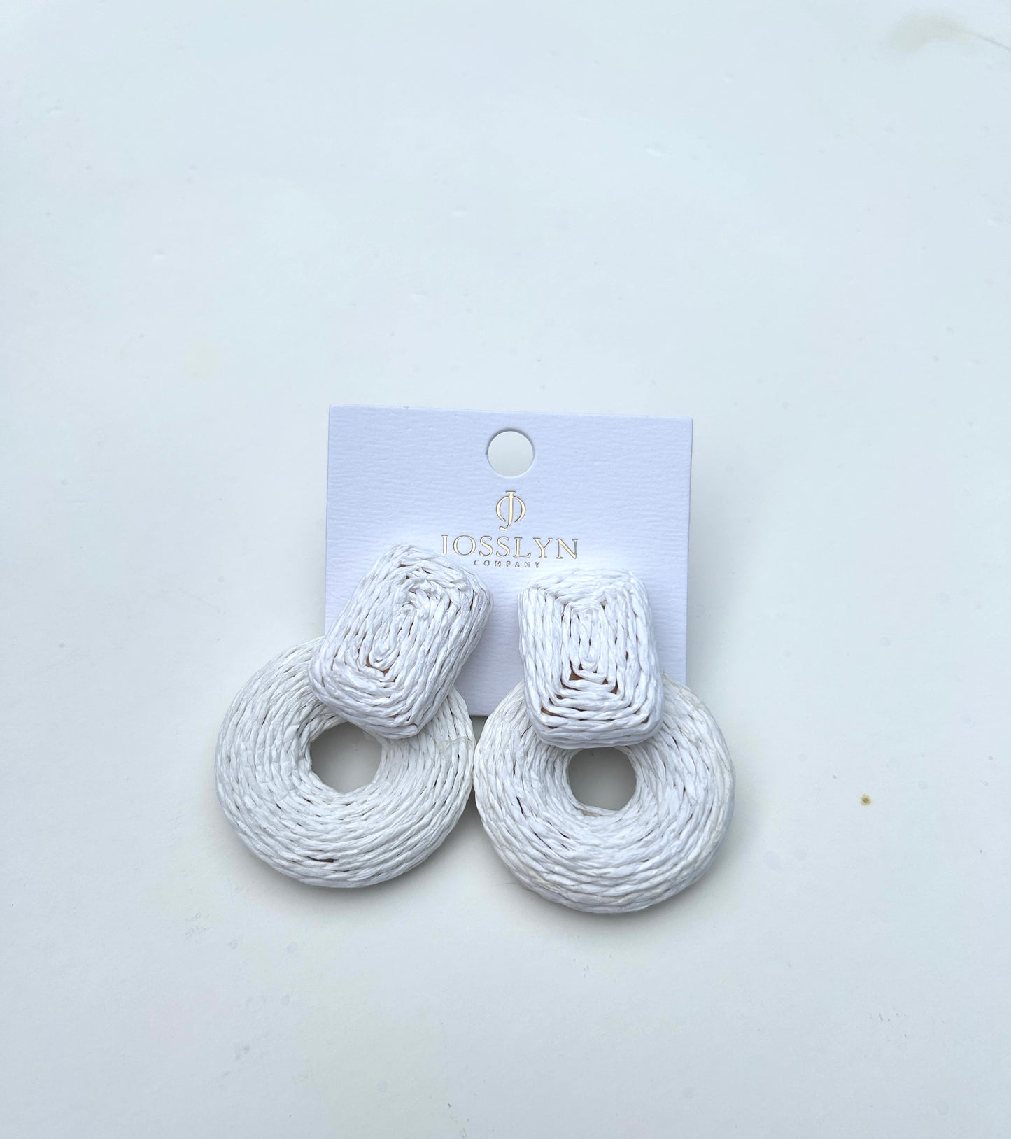 Julia Boho Rattan Earrings - White