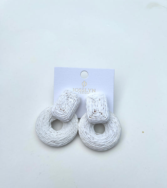 Julia Boho Rattan Earrings - White