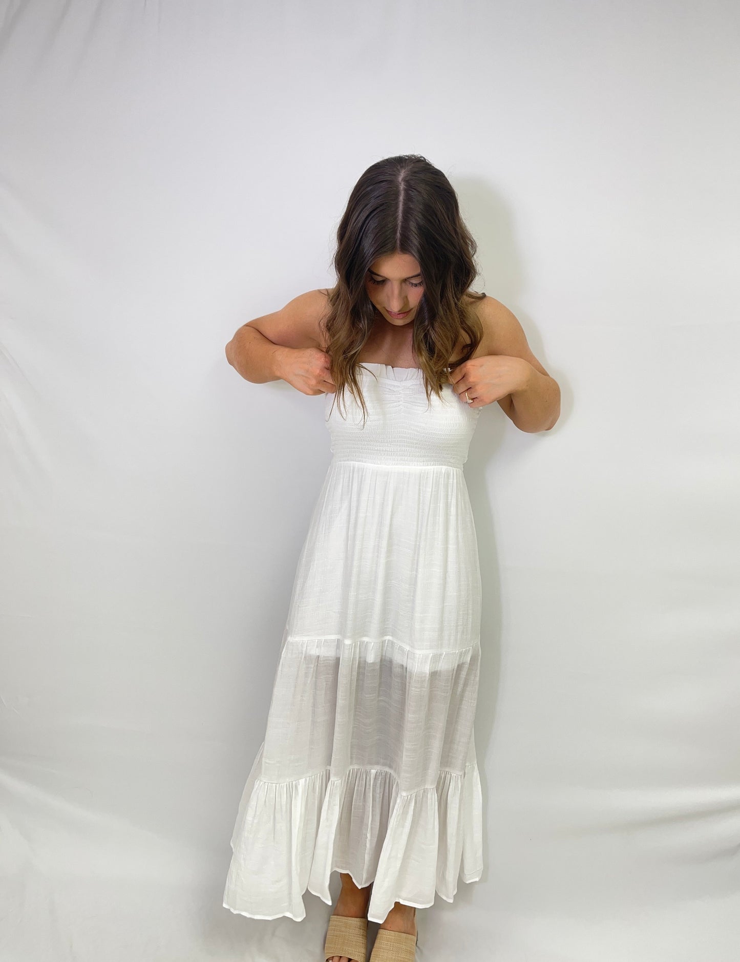 Seaside Strapless Maxi Dress - White