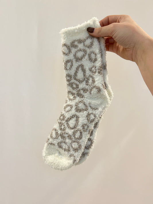 Ultra Cozy Leopard Socks - Beige