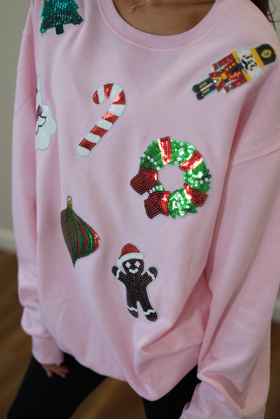 Christmas Sparkle Sequin Sweatshirt - Pink