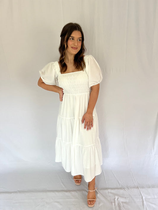 Laurel Midi Dress - White