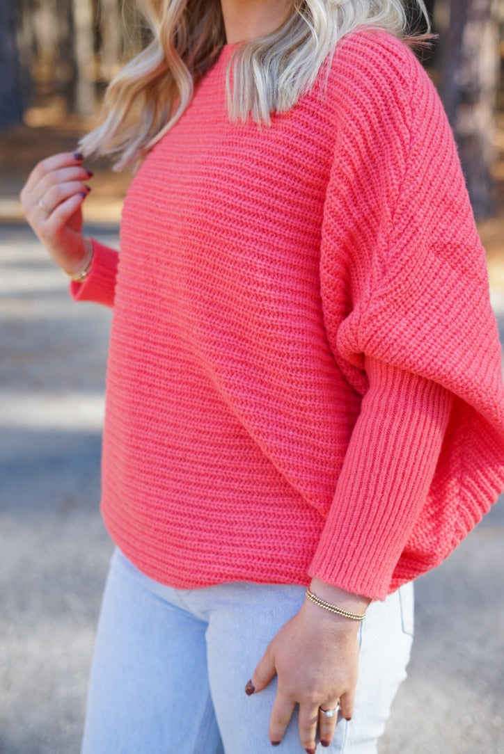 Camila Ribbed Sweater - Coral