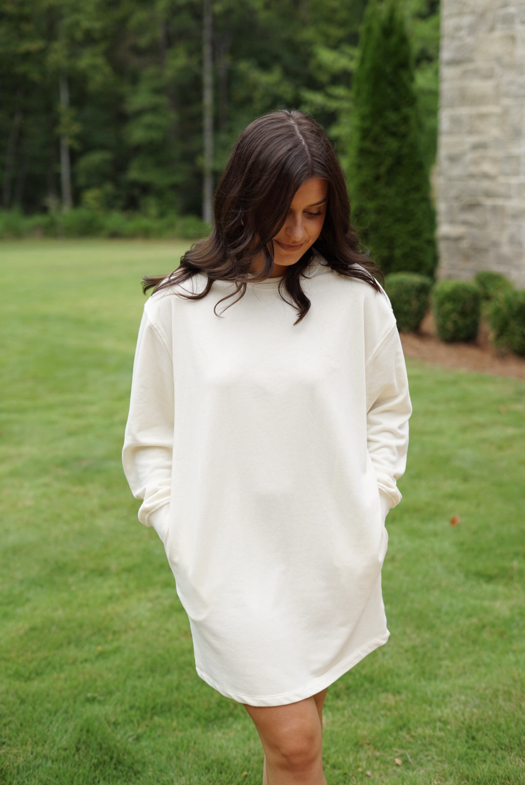 Hayes Oversized Sweatshirt Dress- Cream