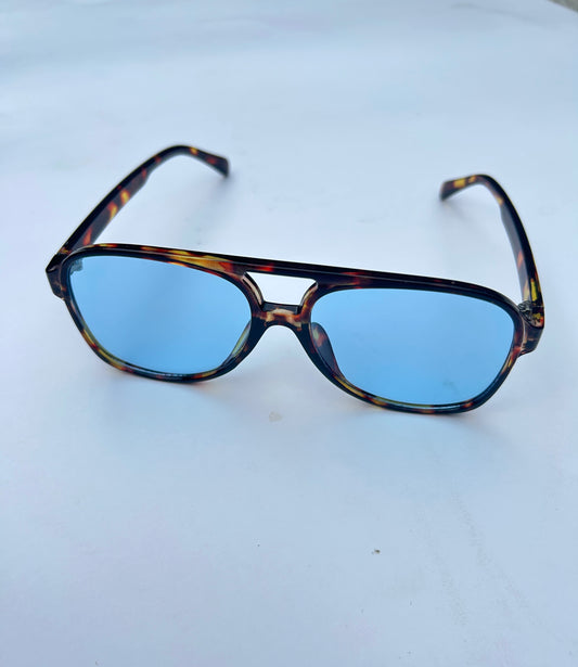 Sammy Aviator Sunglasses - Tortoise with Blue Lens