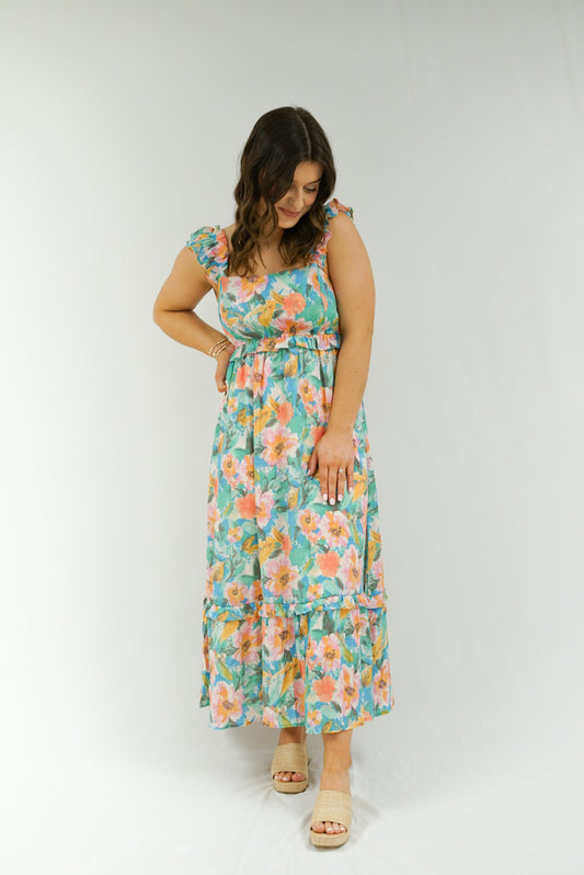 Alora Watercolor Midi Dress