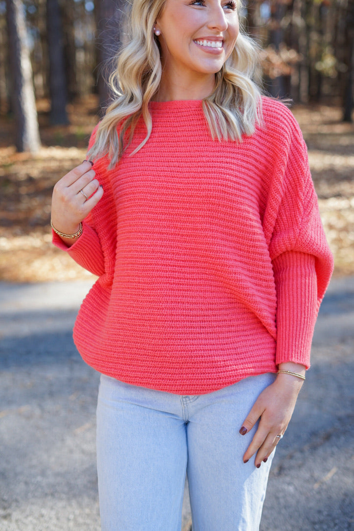 Camila Ribbed Sweater - Coral