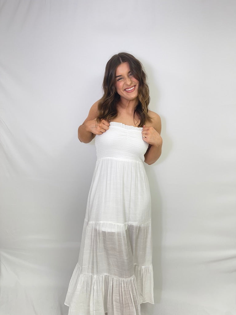 Seaside Strapless Maxi Dress - White