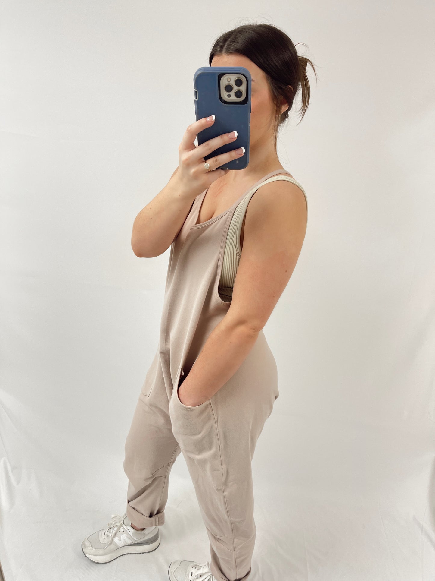 Heidi French Terry Jumpsuit - Taupe