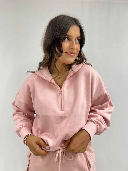 Paige Half Zip Fleece Pullover - Pink