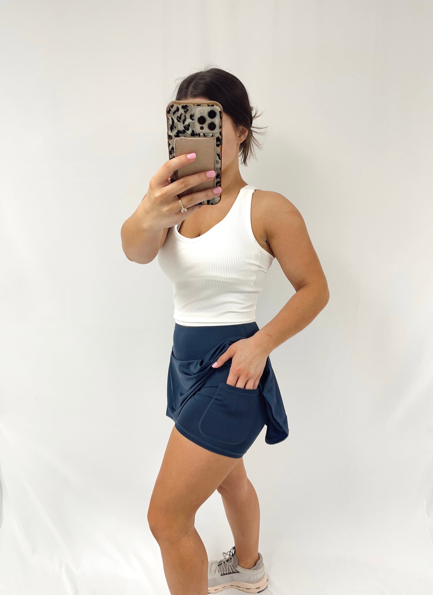 Tina Tennis Skirt - Charcoal Blue