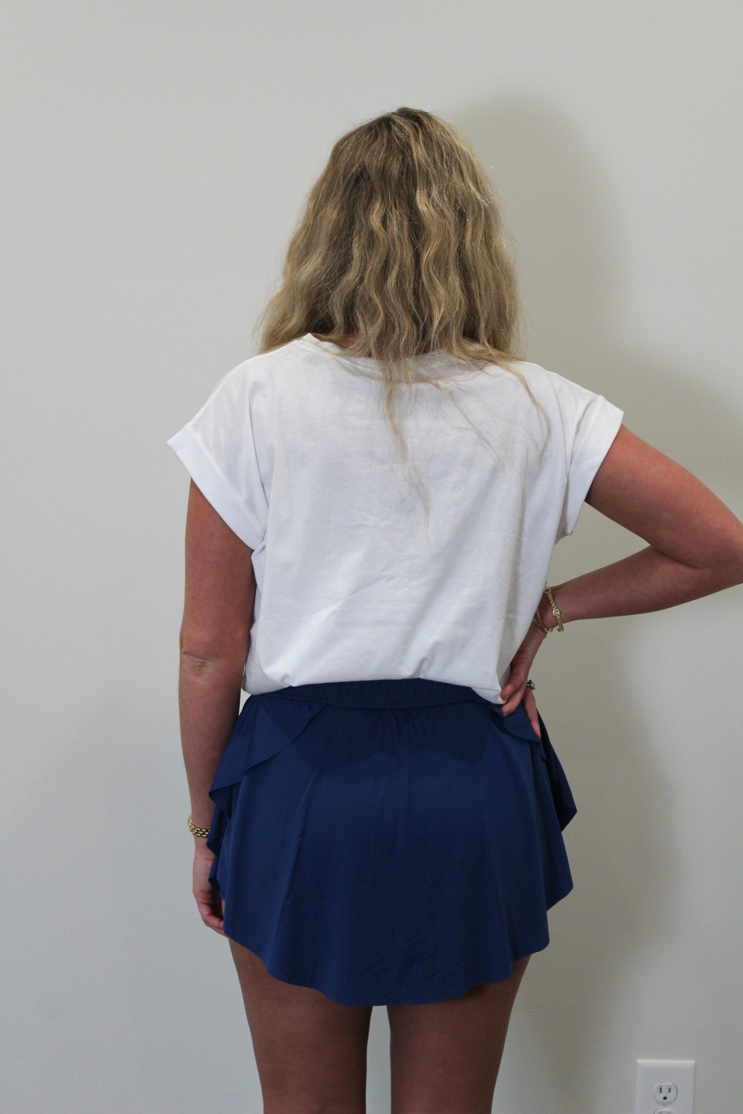 Mallory Lined Ruffle Tennis Skirt - Navy