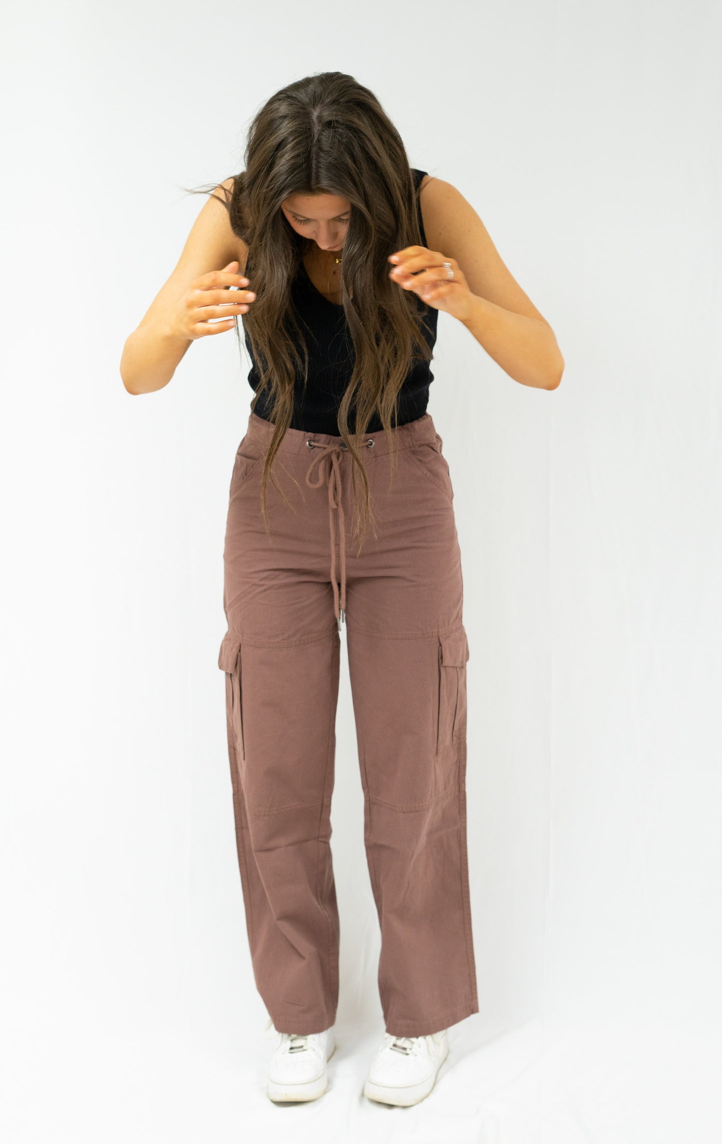 Amber Drawstring Cargo Pants - Taupe