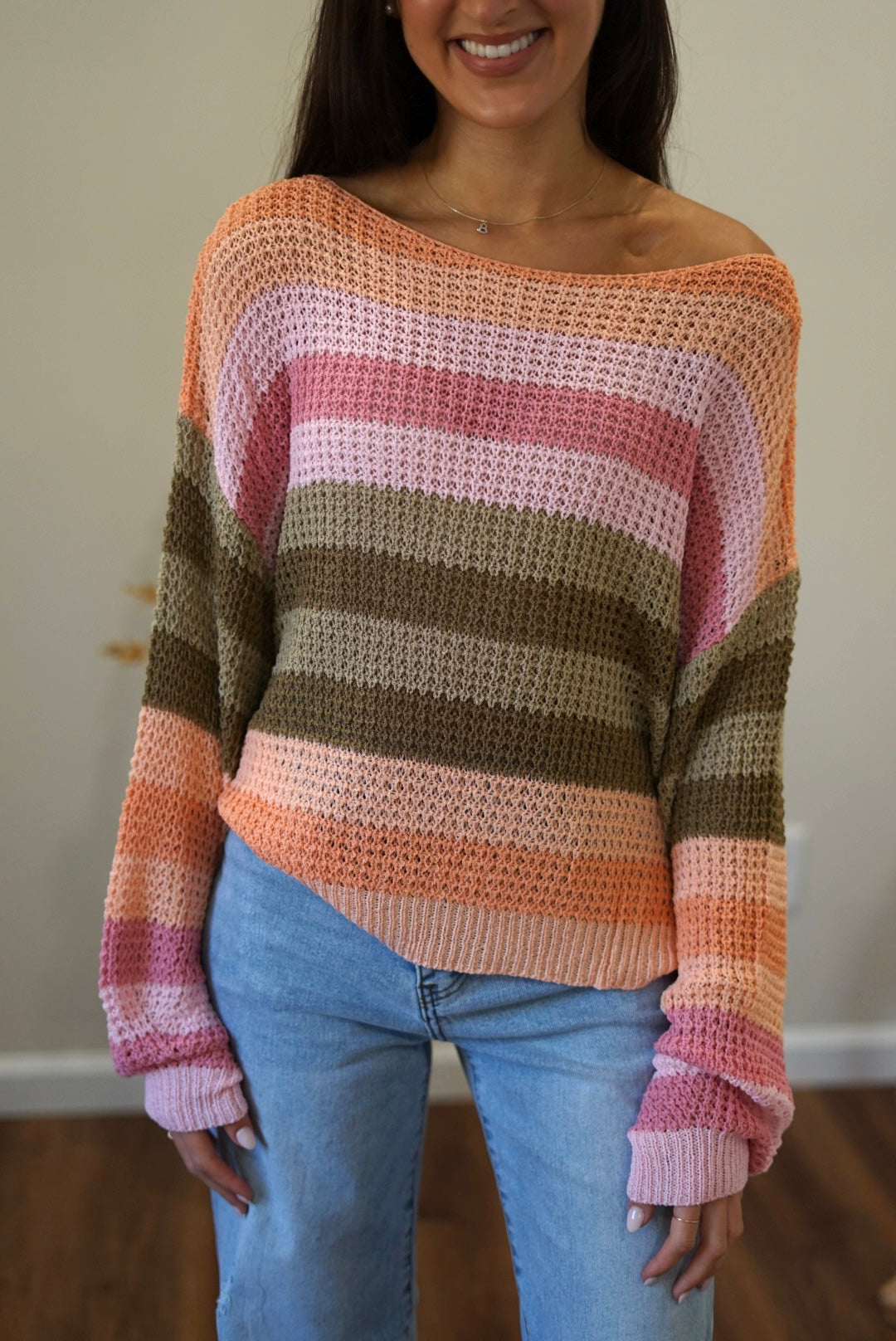 Emory Color Stripe Loose Fit Sweater