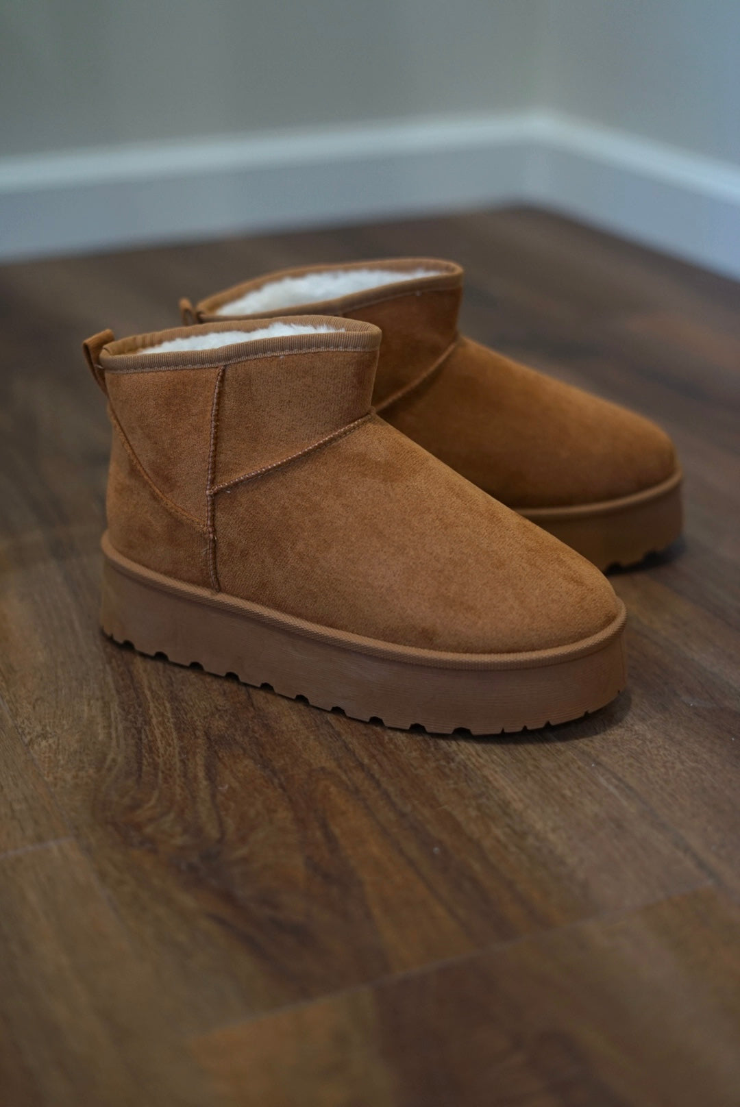 Everett Platform Fur Booties - Tan