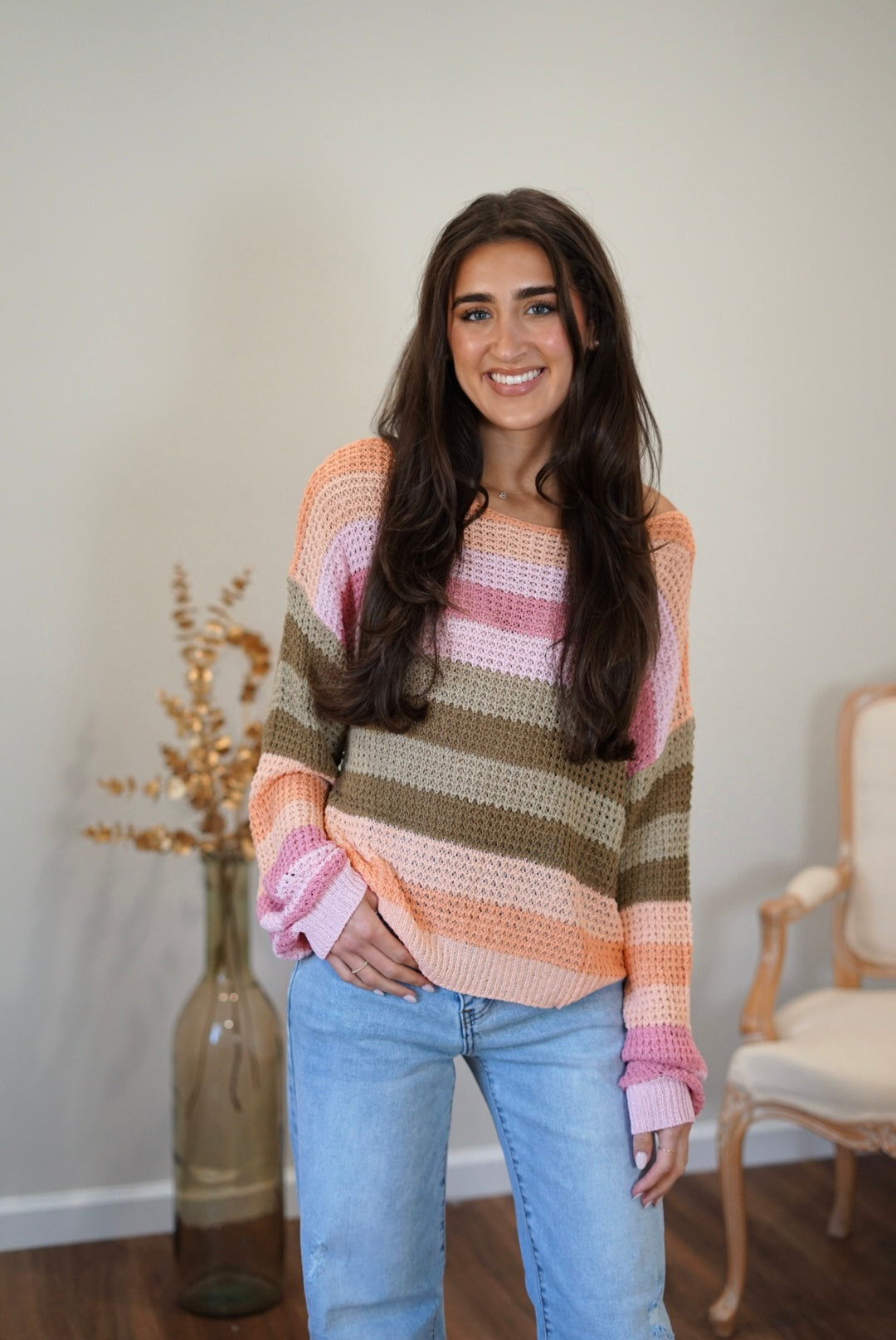 Emory Color Stripe Loose Fit Sweater