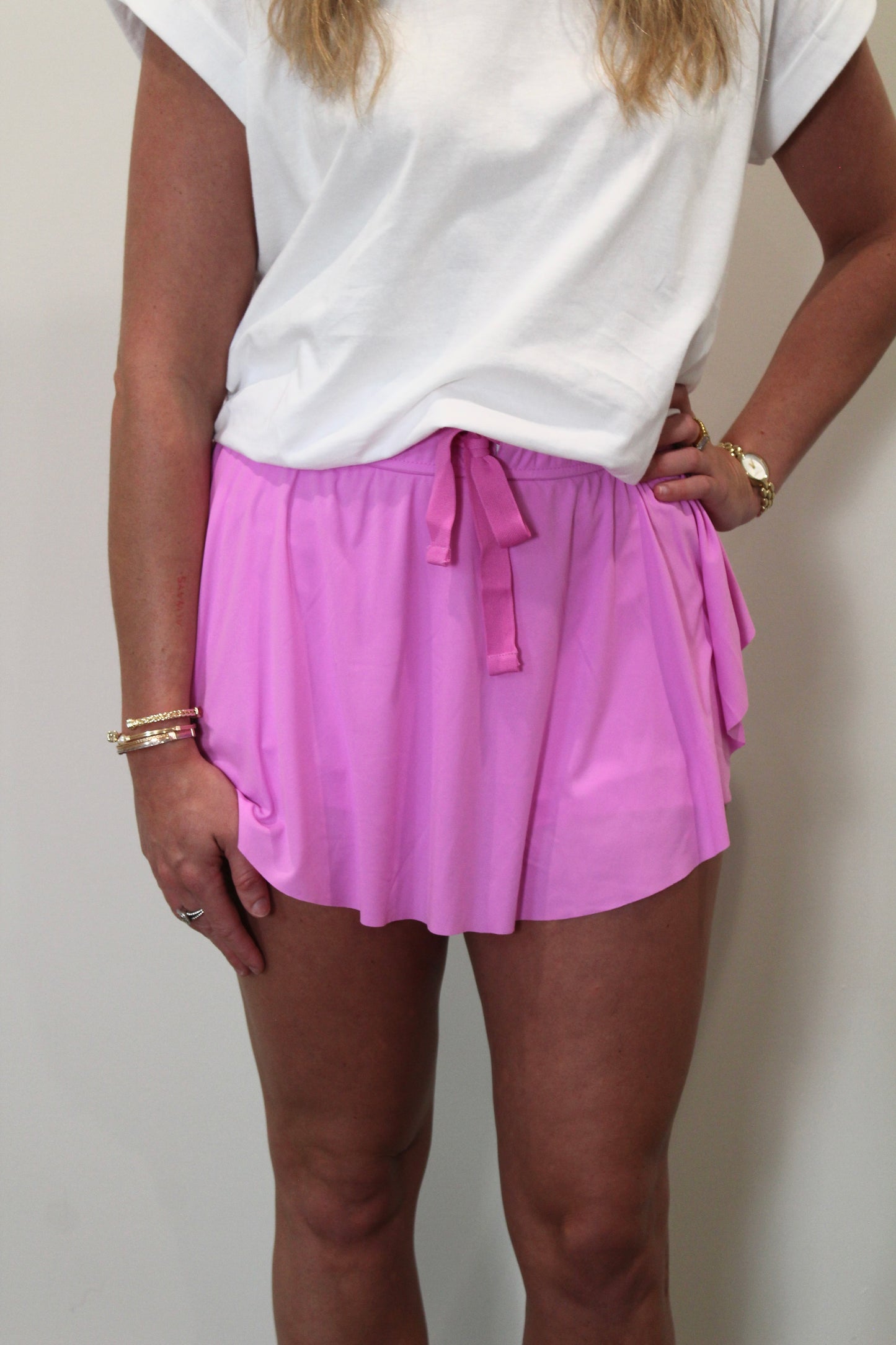 Mallory Lined Ruffle Tennis Skirt - Bright Mauve