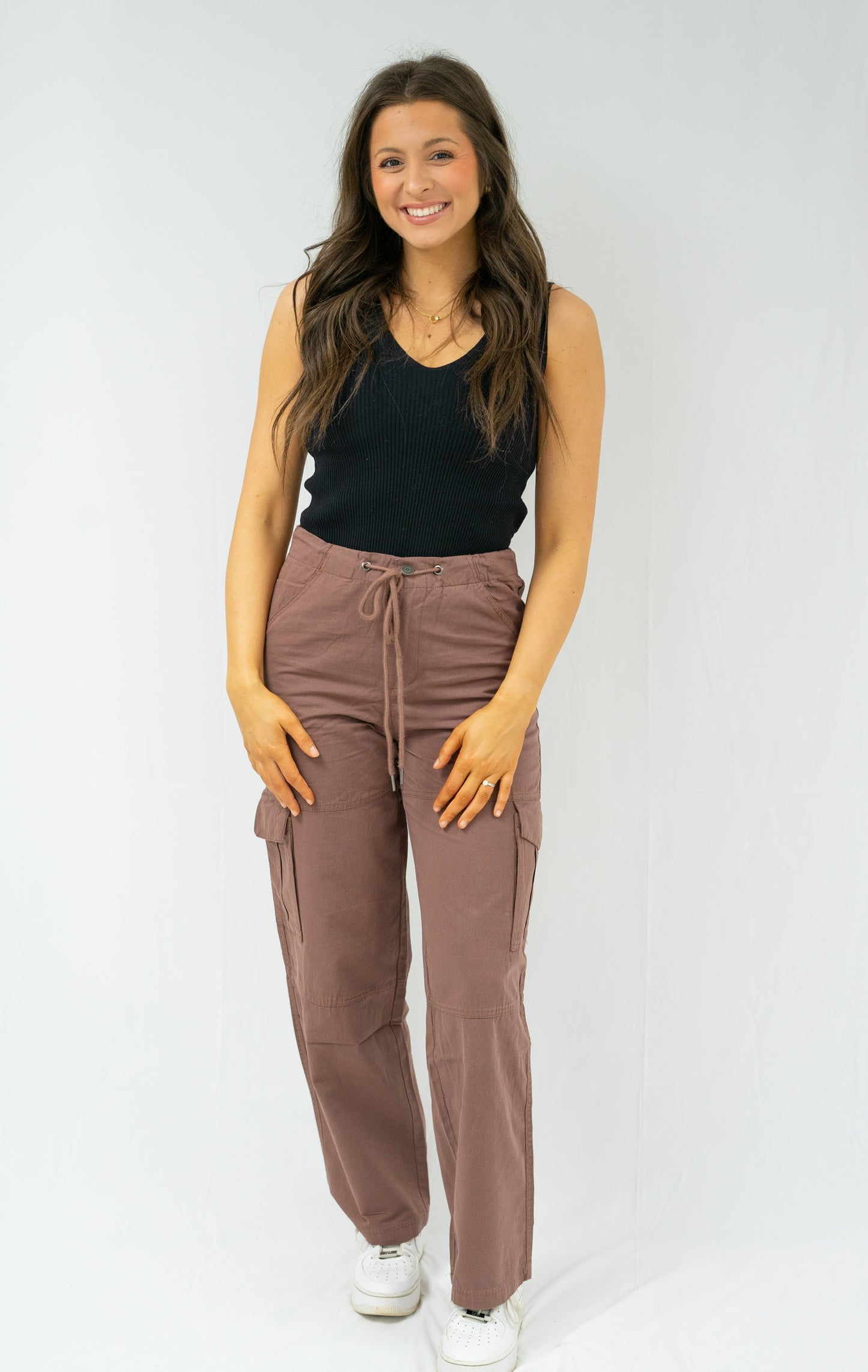 Amber Drawstring Cargo Pants - Taupe