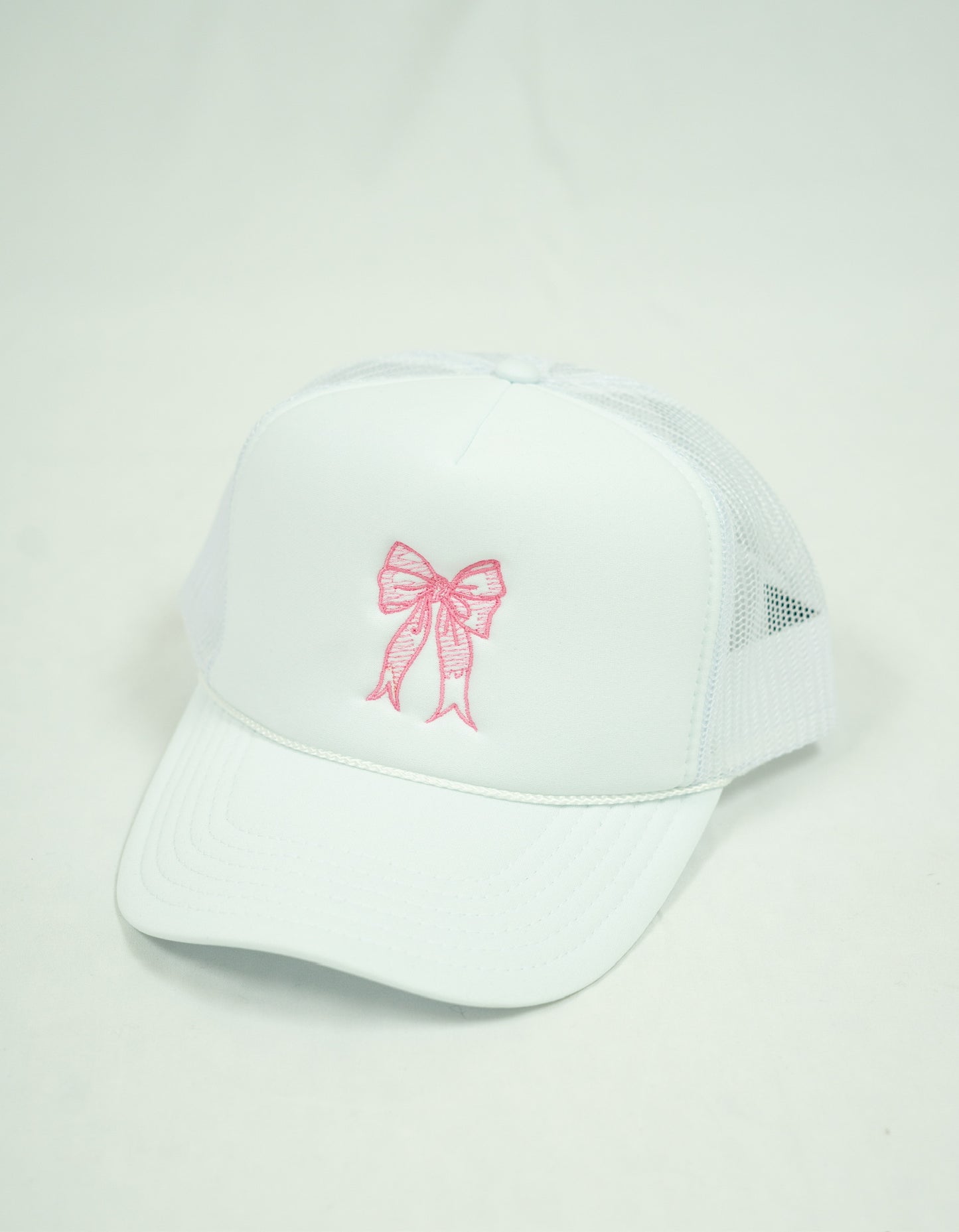 Bow Embroidery Trucker Hat - White