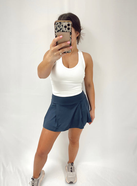 Tina Tennis Skirt - Charcoal Blue