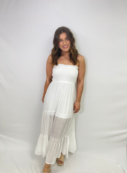 Seaside Strapless Maxi Dress - White