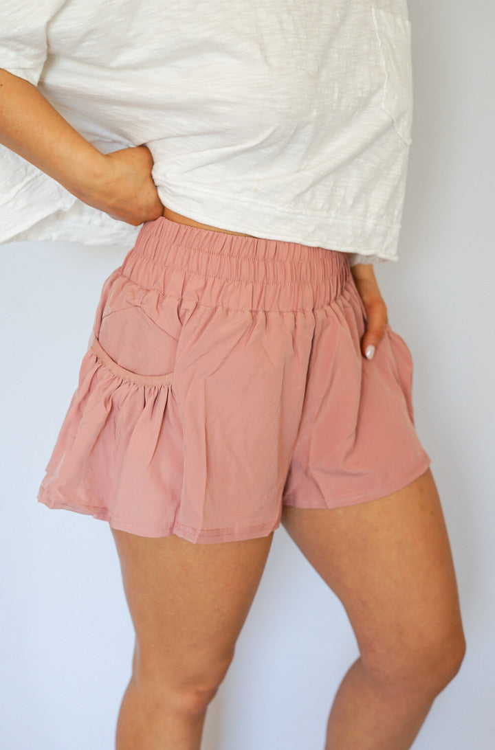 Athena Pleated Active Shorts - Clay