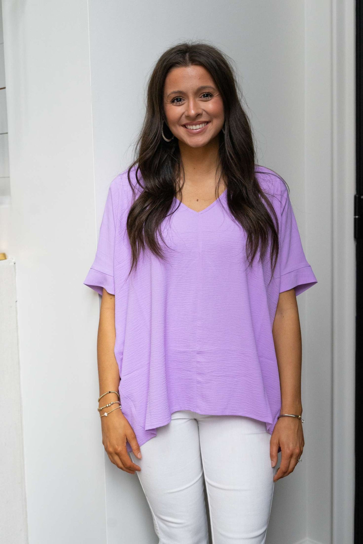 Betty Airflow V-Neck Top - Lavender