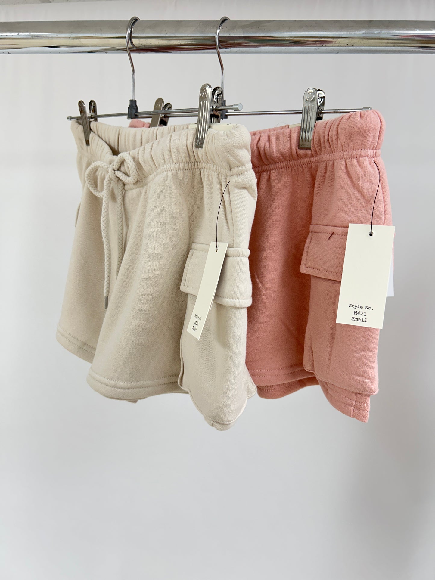 Paige Fleece Cargo Pocket Shorts- Pink