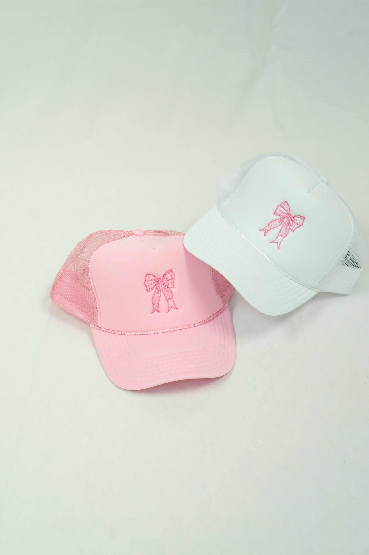 Bow Embroidery Trucker Hat - White