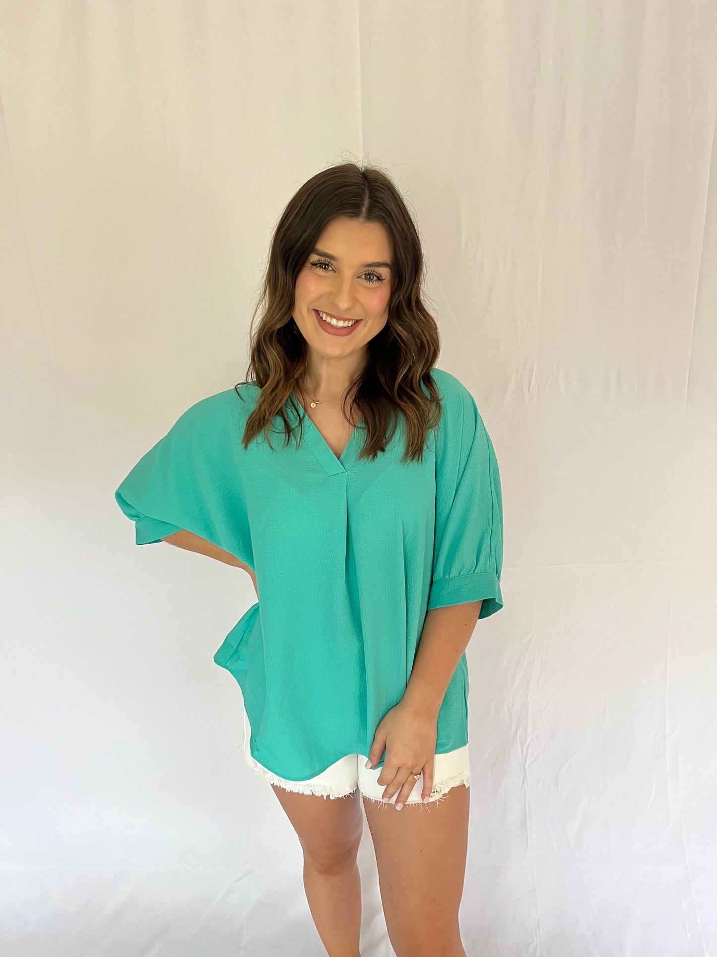 Lisa v-neck Tunic - Emerald