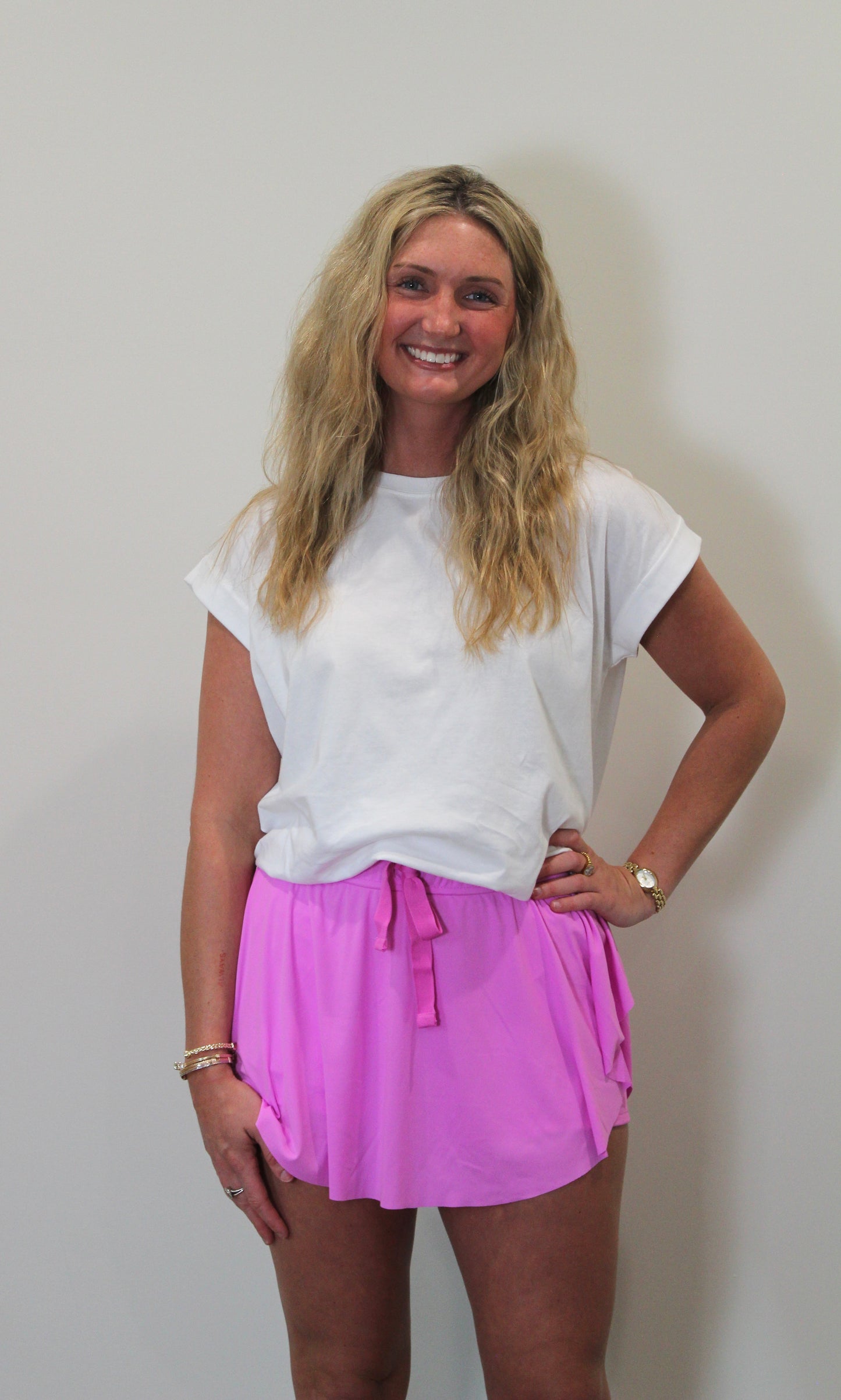 Mallory Lined Ruffle Tennis Skirt - Bright Mauve